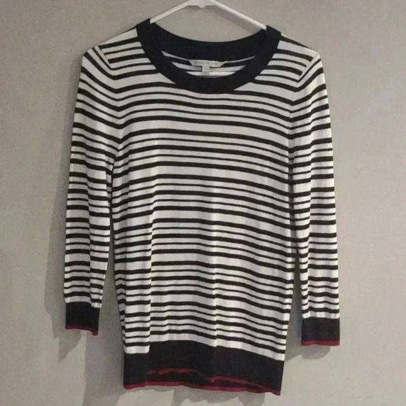 41 Hawthorn long sleeve‎ white black stripe modal/silk sweater women's medium - Picture 1 of 5